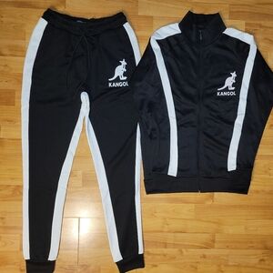NWT Kangol Tracksuit Set Small, Black With White Stripe Soft Half Blend